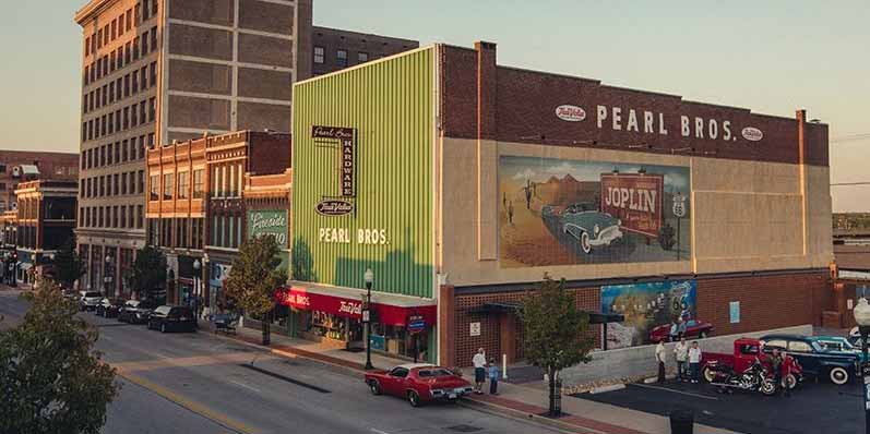 drone shot of downtown Joplin
