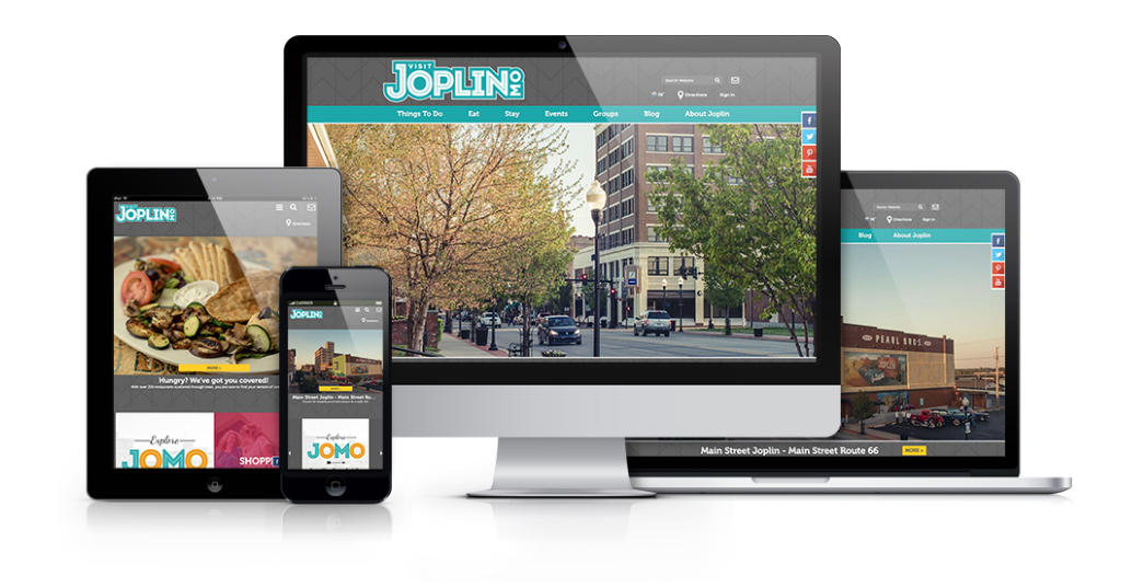 website mockups of Visit Joplin