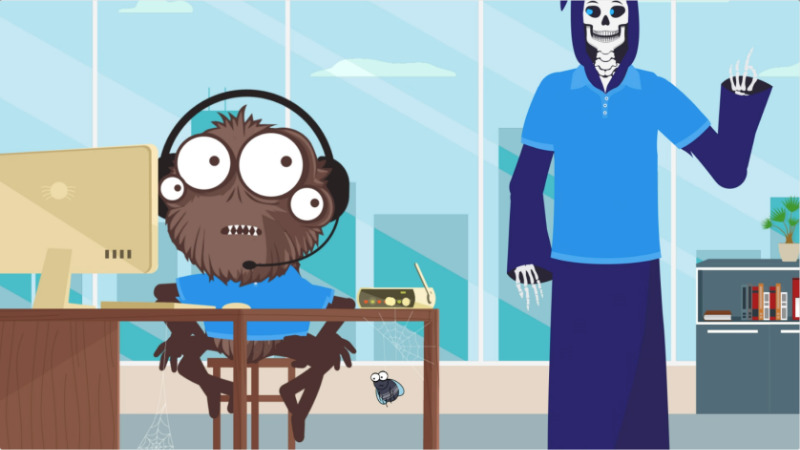 Two Cartoon Monster Explaining Security