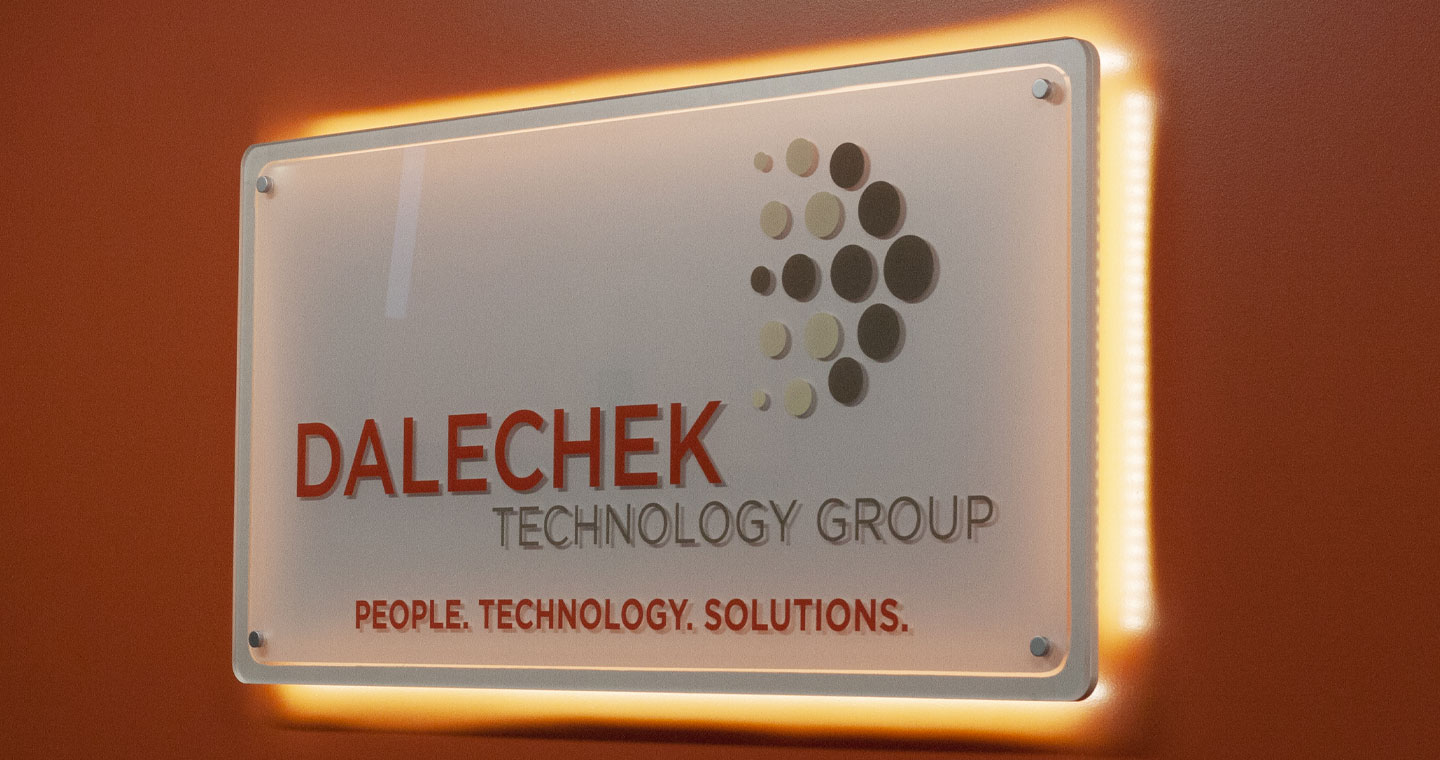 Dalechek Technology Group lit wall sign