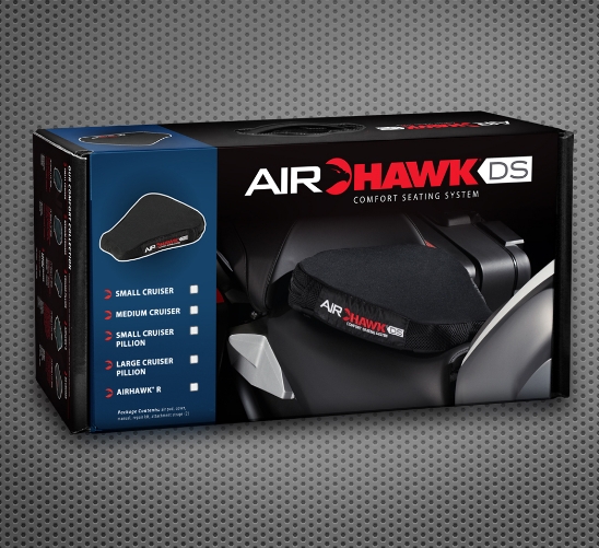 a box packaging design for the air hawk comfort seating system