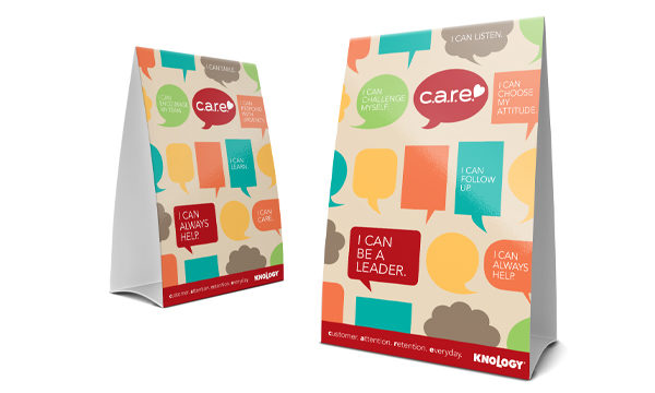 Knology table tents designed for the I Can campaign.